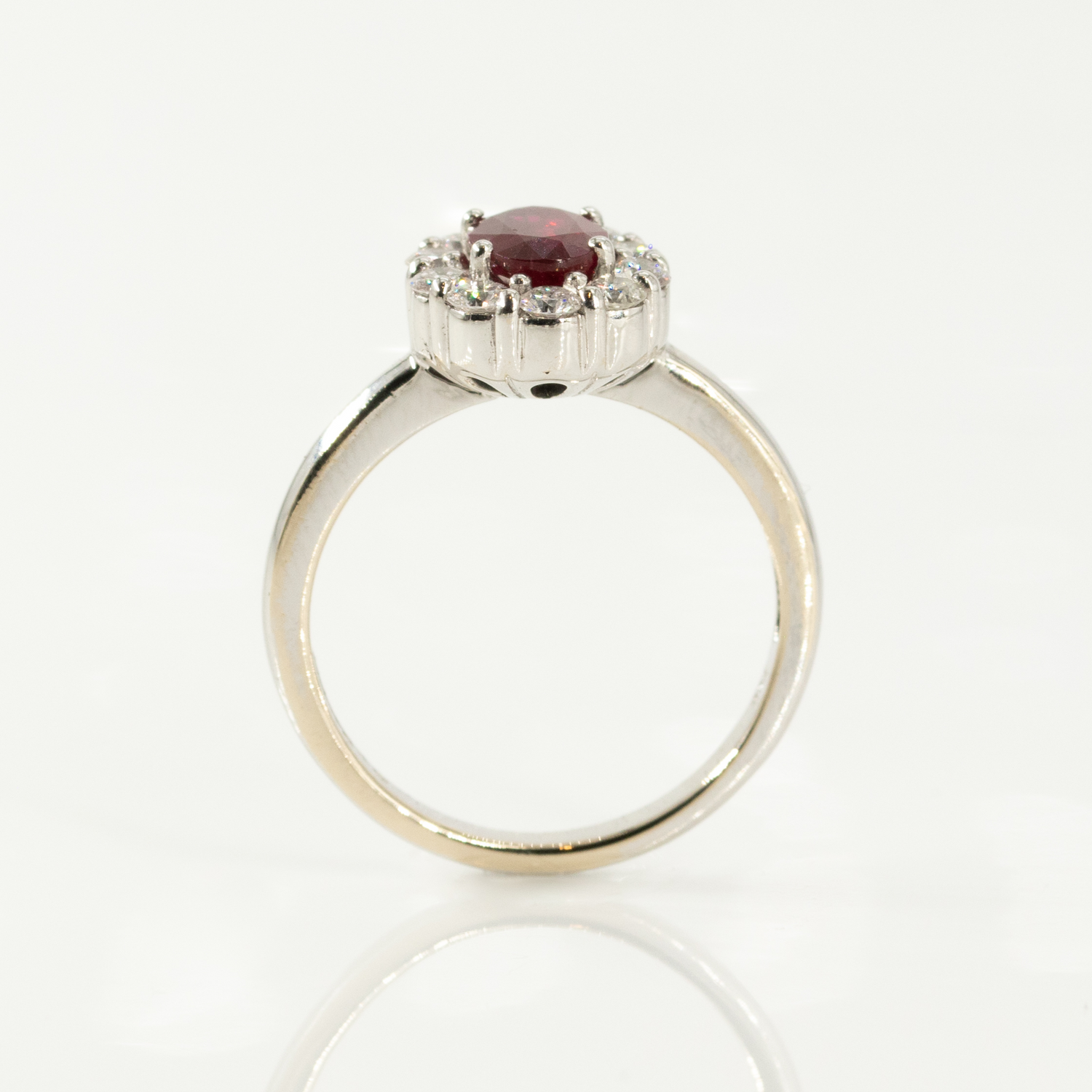Oval Ruby Halo Ring