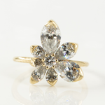 18CT Yellow Gold Floral Pear Lab Diamond Statement Ring