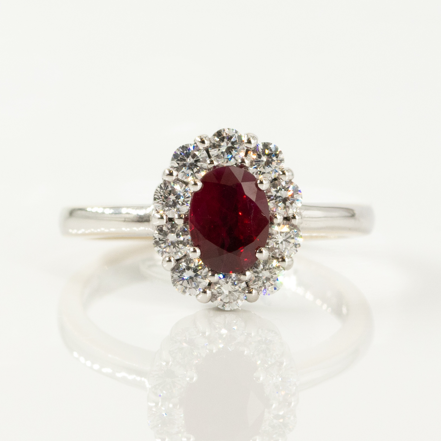 Oval Ruby Halo Ring