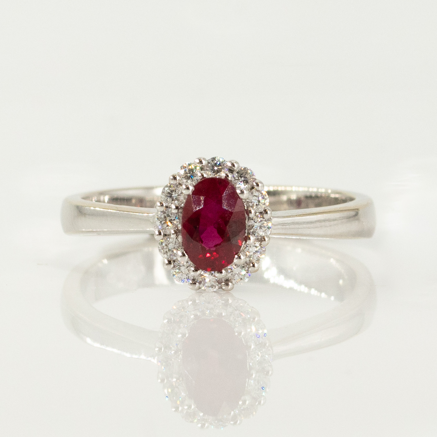 Oval Ruby Halo Ring